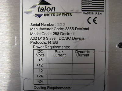 Talon instruments SR192 vxi bus emulator digital i/o