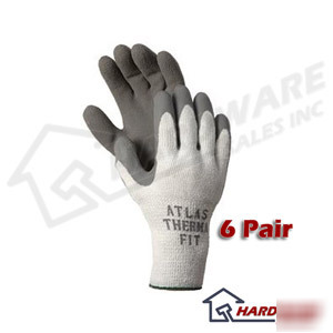 Atlas fit 451 gray thermal work gloves medium m 6 pair