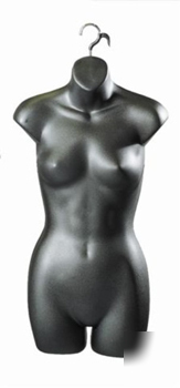 Hanging female body form display mannequin full - black
