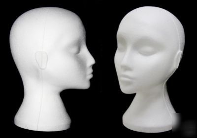 New 2 female polystyrene head mannequins wig hat stand 