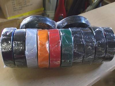 12 sealed rolls electrical tape satco blk red orange gn