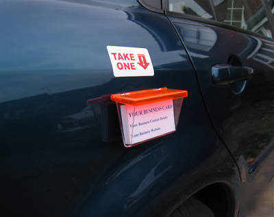 2 vehicle business card holders for cars & vans -orange