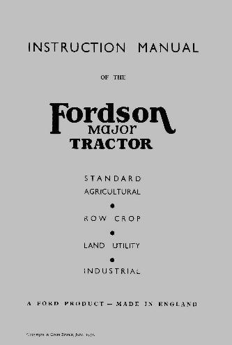 Ford fordson major tractor owners instruction manual