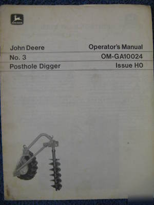 John deere 3 posthole post hole digger operator manual