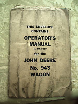 John deere operator's manual no. 943 wagon