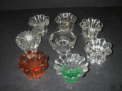 Lot 8 candle holders glass candleholder 2 5/8