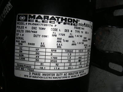Marathon 3 ph inverter duty ac induction electric motor