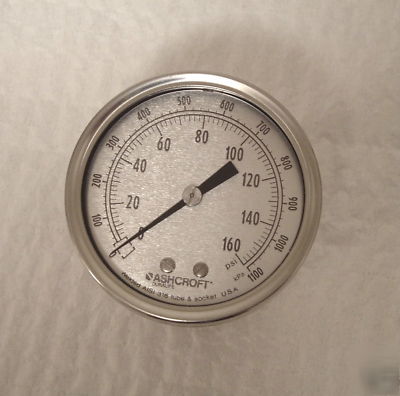 New ashcroft 1009SS duralife pressure gauge, 0-160PSI * *