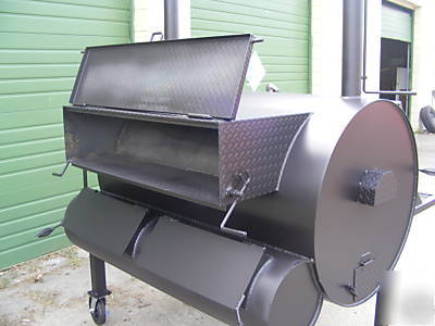 Bbq rotisserie smoker w/ casters cadillac cooker
