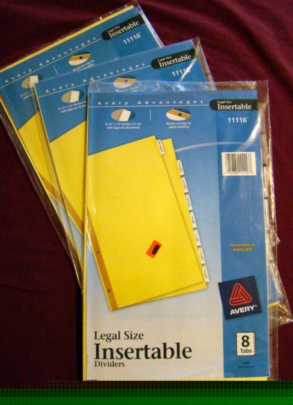 24 avery 11116 insertable tab dividers 8 1/2