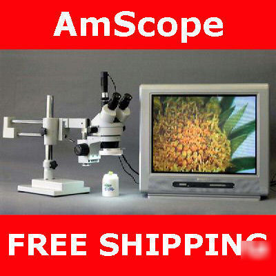 3.5-90X trinocular boom microscope + usb camera + light