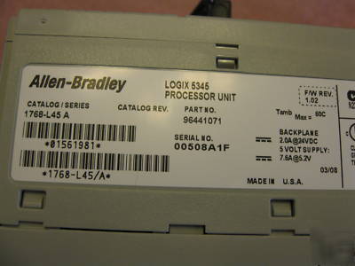 Allen bradley compactlogix 1768-L45 processor, lnc 