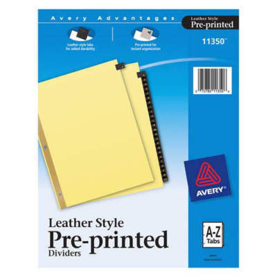 Avery a-z gold line black leather tab dividers 2DAYSHIP