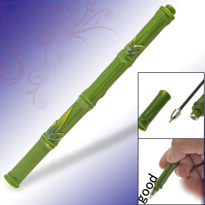 Black ink bamboo shaped plastic shcool ballpoint pen