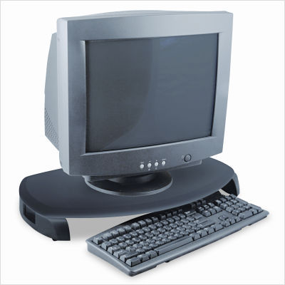 Crt/lcd stand w keyboard storage, 23WX13 1/4DX3H, black