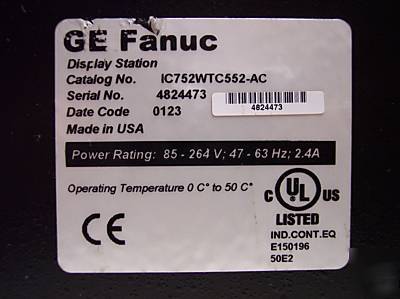 Ge fanuc display station 2000 IC752WTC552-ac #4824473