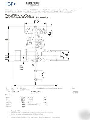 Georg fischer 315 zero static valve sygef pvdf hp