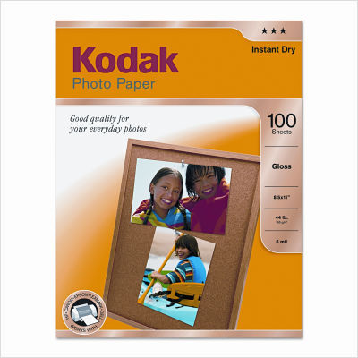 Glossy photo paper, 8-1/2 x 11, 100 sheets per pack