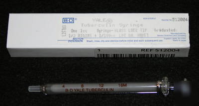New bd yale tuberculin syringe glass luer tip reuseable