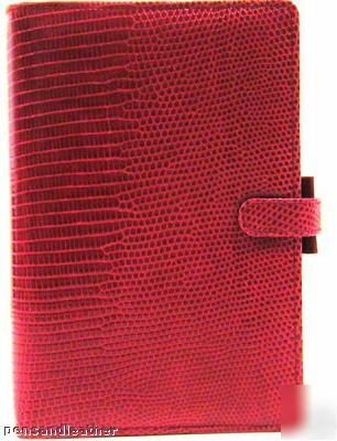 New filofax lizard leather personal organizer red $400