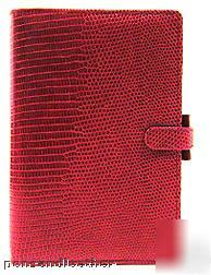 New filofax lizard leather personal organizer red $400