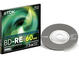 New tdk bd-re rewritable blu ray disc camcorder 7.5GB 