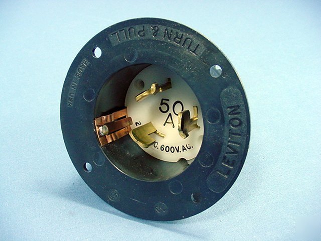 Non-nema locking flanged inlet plug 50A 250VDC 600VAC