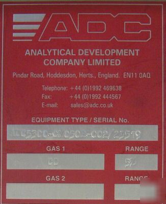 Adc carbon monoxide gas analyzer ADC5300-CM050R-002