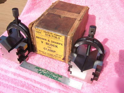 Brown&sharpe 750 b matched pair v-block hardened mint 