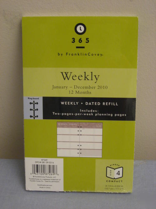 Franklin covey 2010 weekly refill pages compact nip