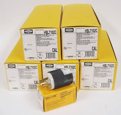Hubbell HBL7102C 250V twist-lock plugs lot of 50 