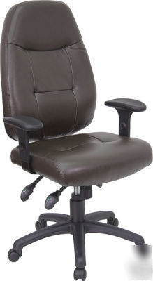 New espresso brown leather executive high back chair
