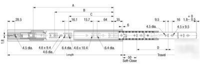 Soft close drawer slide FR5000-ecd.600; 24