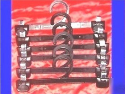 New 50 black plastic clip clothing hangers 