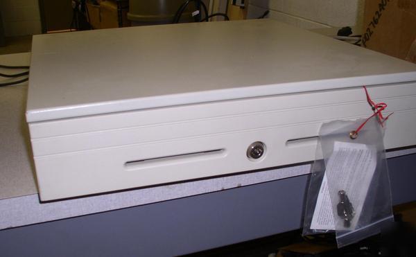 New indiana cash drawer with till, & keys, open box 