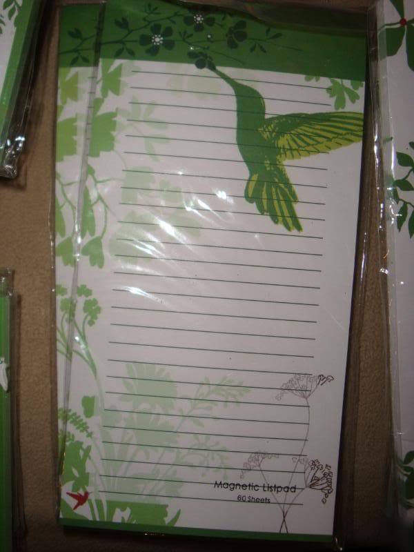 New magnetic note memo list pad green bird top flowers 