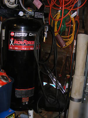 Air compressor, with gauges, 7 hp, 60 gallon, low hours