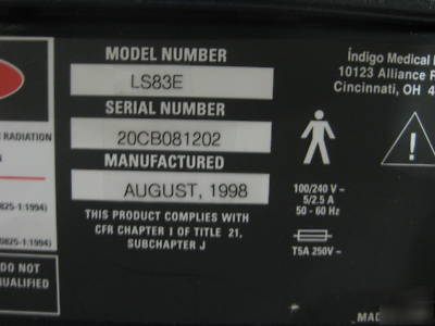 Indigo laseroptic treatment system 830E laser diode vgc