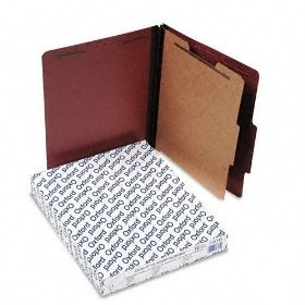 (50) letter 4-section classification file folders red