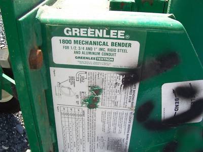 Greenlee 1800 mechanical bender - very good condition 