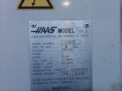 2000 haas hs-2RP cnc horizontal machining center