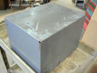 4 klein storage boxes in slide rack w/fasteners & parts