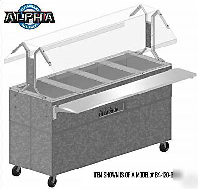 Granite buffet table 2SS wells solid base B2-120-g-s-sb