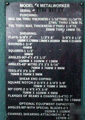 Hill acme #4 metalworker hyd ironworker 4