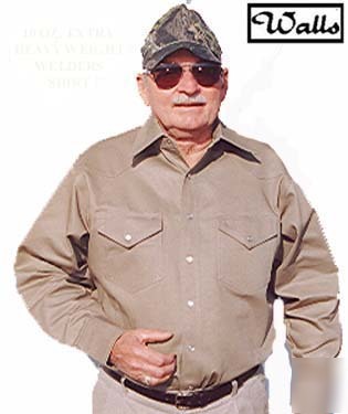 Walls mens heavy weight welding shirt khaki 17MEDIUM