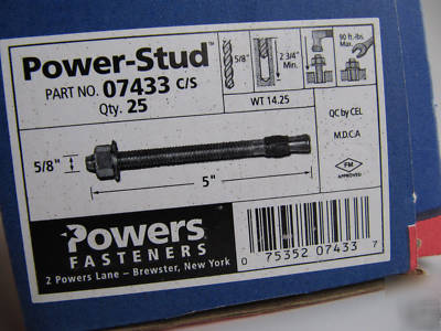 Powers fasteners bolts box 25 power stud #07433 5