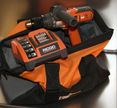 Rigid X2 18V hammer drill with charger and bag