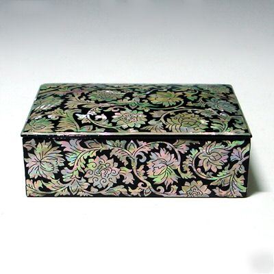 Mother of pearl wood business name card case holder box