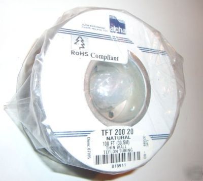 New 100' spool alpha tft 200 20 thin wall teflon tubing