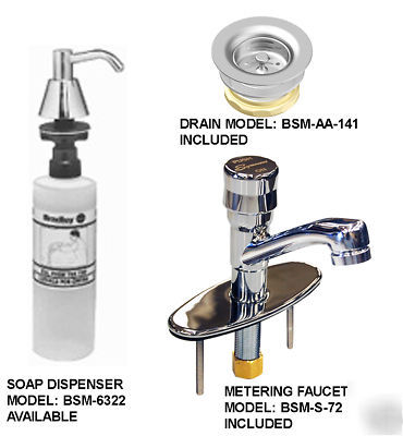 Ada wash up hand sink 1 station vandal resistant faucet